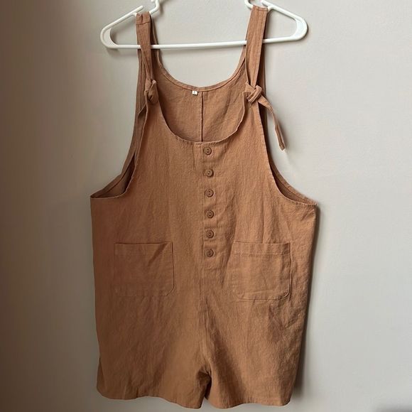 Brown, Dark Khaki One Piece Romper - Picture 1 of 6
